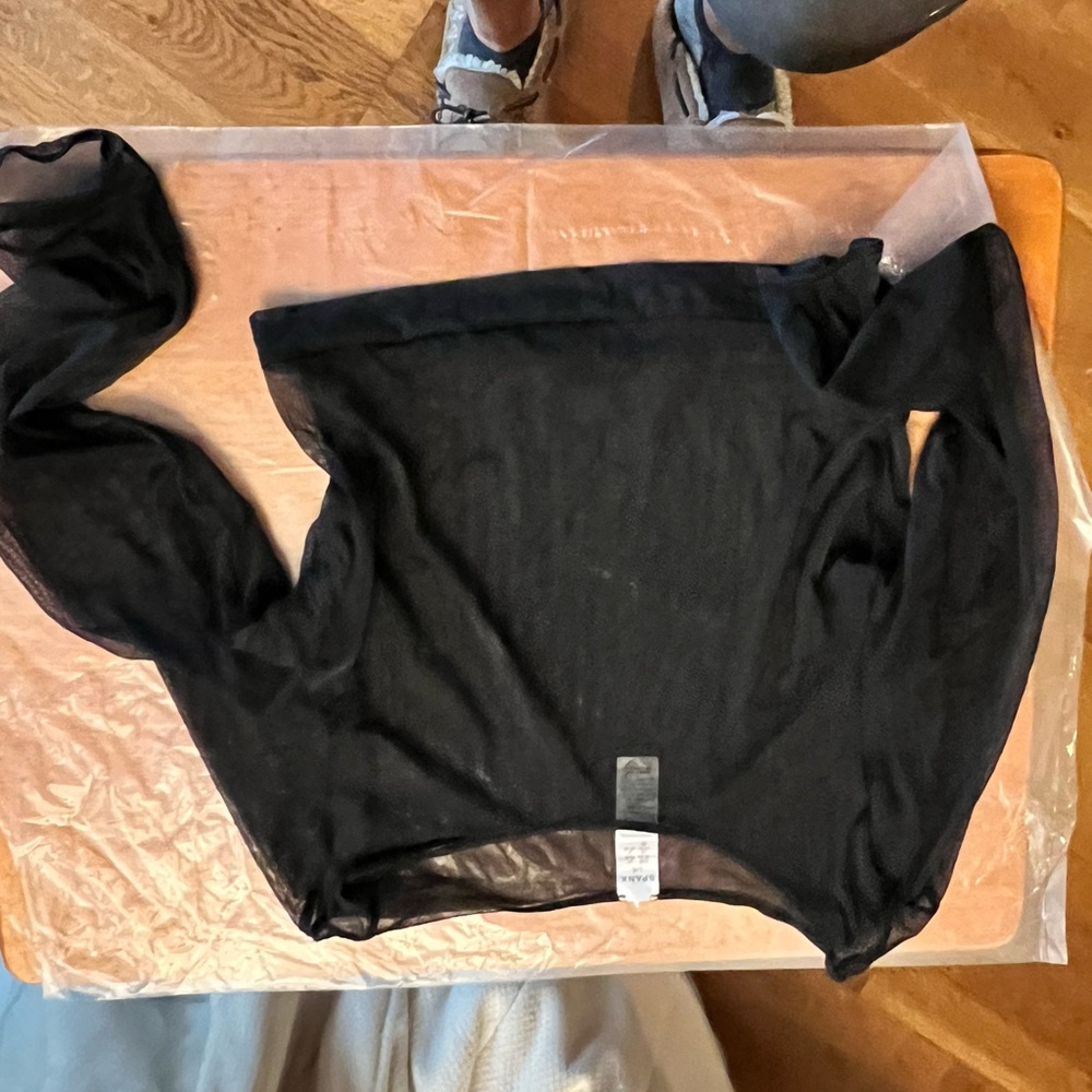 SPANX Elegant Black Mesh Blouse